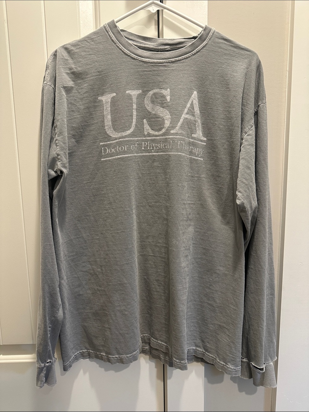 Comfort Colors USA Long Sleeve Crewneck Tee - Light Gray